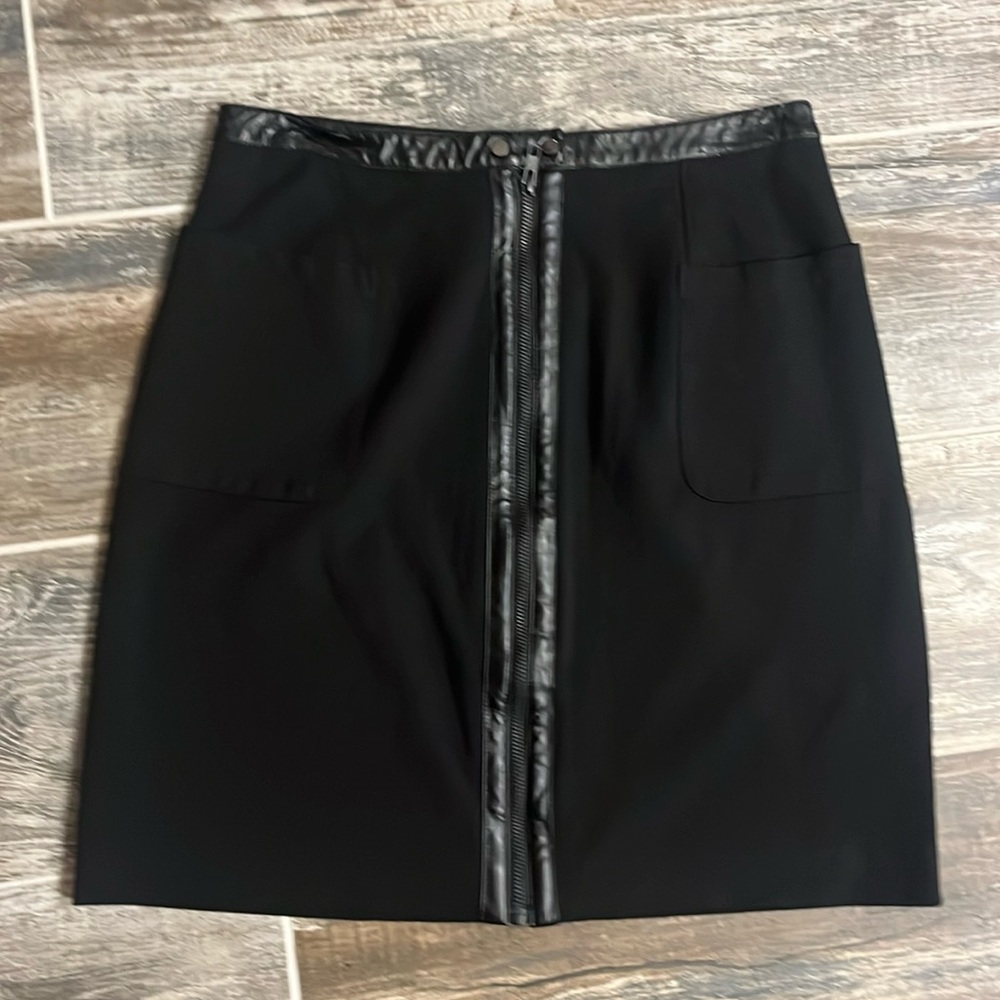 Joe Fresh mini skirt with faux leather trim.  Great condition
